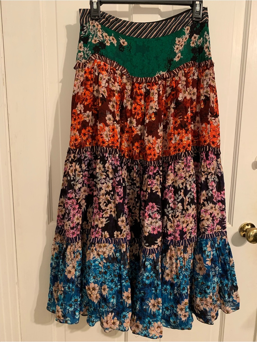 Tiered Floral Maxi Skirt - Multi Color